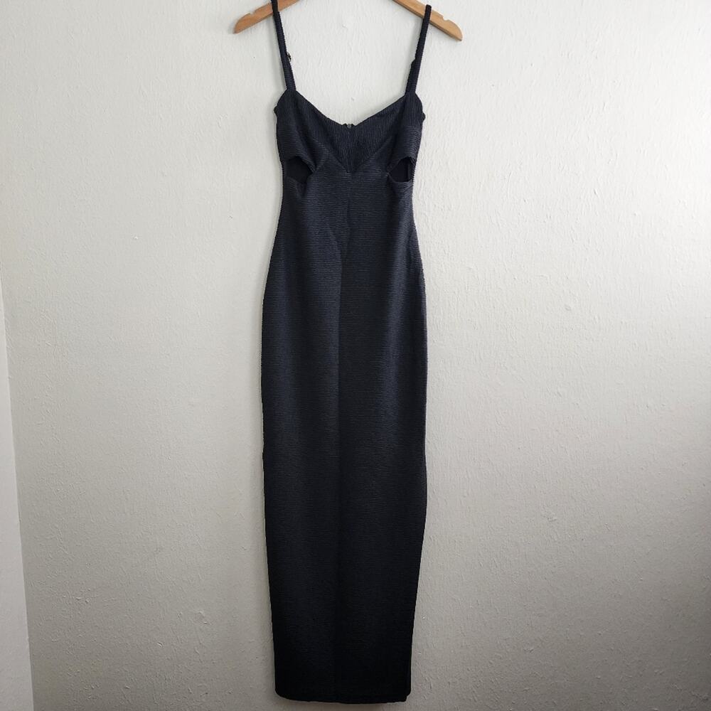 Rumer The Label Rae Black Cutout Ribbed Maxi Dress M NWT Evening Formal